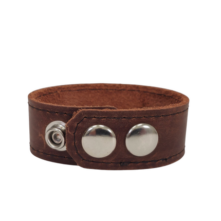 BC100BROWN  GENUINE LEATHER  CUFF SNAPPED BRACELET