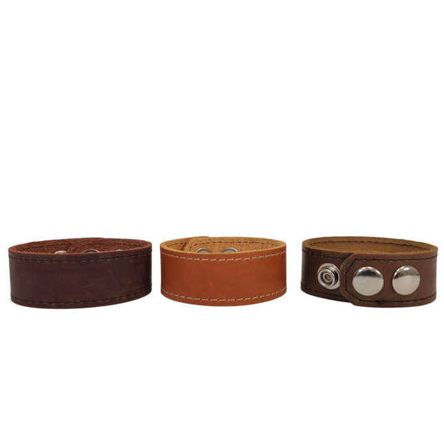BC100BROWN  GENUINE LEATHER  CUFF SNAPPED BRACELET