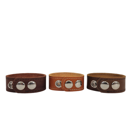 BC100BROWN  GENUINE LEATHER  CUFF SNAPPED BRACELET