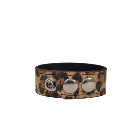 BC100CHEETAH GENUINE  LEATHER LEOPARD CUFF SNAPPED BRACELET