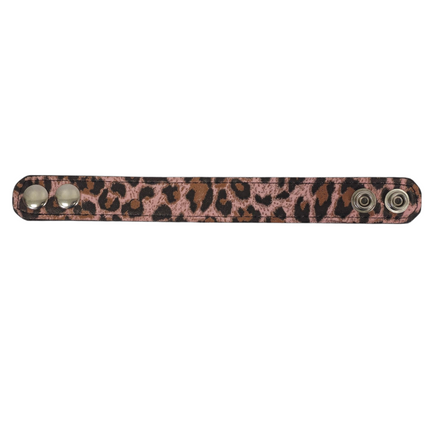 BC100CHEETAH GENUINE  LEATHER LEOPARD CUFF SNAPPED BRACELET