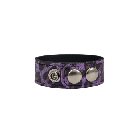 BC100CHEETAH GENUINE  LEATHER LEOPARD CUFF SNAPPED BRACELET