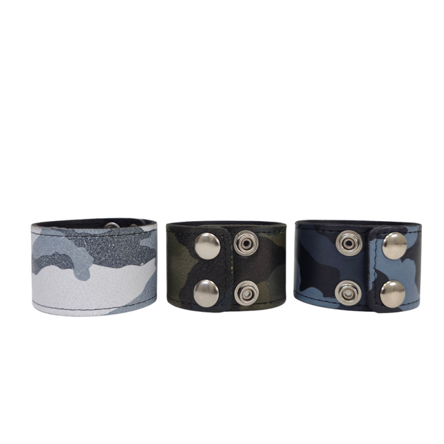BC100CAMO GENUINE LEATHER CAMOUFLAGE  LEATHER CUFF SNAPPED BRACELET