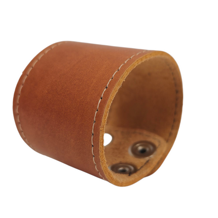 BC100BROWN MOCHA LUGGAGE GENUINE LEATHER  CUFF SNAPPED BRACELET
