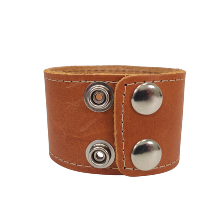 BC100BROWN MOCHA LUGGAGE GENUINE LEATHER  CUFF SNAPPED BRACELET