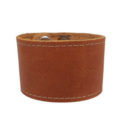 BC100BROWN MOCHA LUGGAGE GENUINE LEATHER  CUFF SNAPPED BRACELET