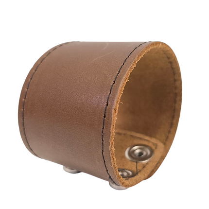 BC100BROWN MOCHA LUGGAGE GENUINE LEATHER  CUFF SNAPPED BRACELET