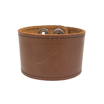 BC100BROWN MOCHA LUGGAGE GENUINE LEATHER  CUFF SNAPPED BRACELET