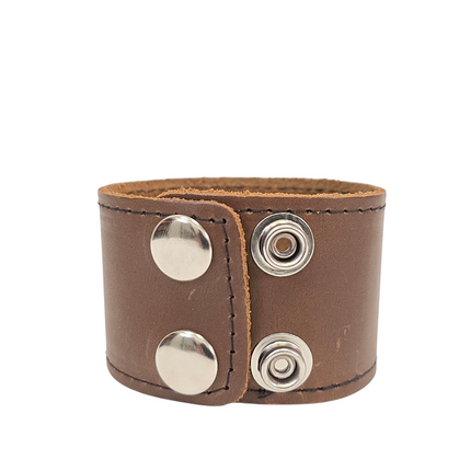 BC100BROWN MOCHA LUGGAGE GENUINE LEATHER  CUFF SNAPPED BRACELET
