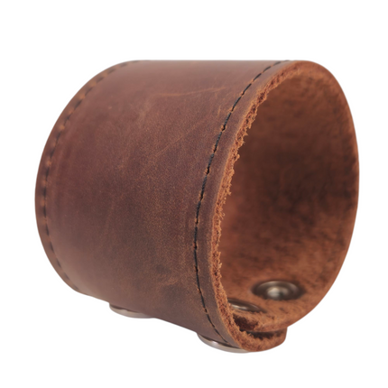 BC100BROWN MOCHA LUGGAGE GENUINE LEATHER  CUFF SNAPPED BRACELET