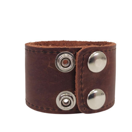 BC100BROWN MOCHA LUGGAGE GENUINE LEATHER  CUFF SNAPPED BRACELET