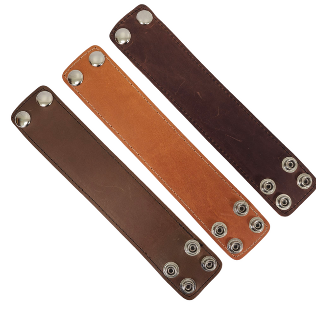 BC100BROWN MOCHA LUGGAGE GENUINE LEATHER  CUFF SNAPPED BRACELET