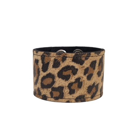 BC100CHEETAH GENUINE LEATHER LEOPARD CUFF SNAPPED BRACELET