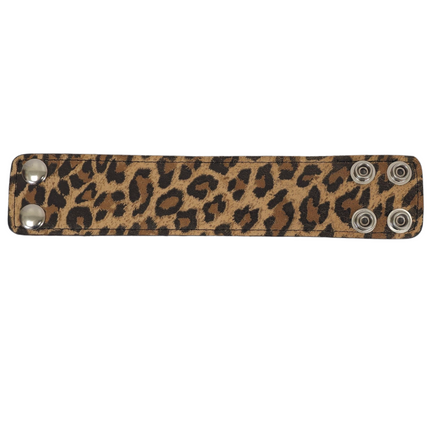 BC100CHEETAH GENUINE LEATHER LEOPARD CUFF SNAPPED BRACELET