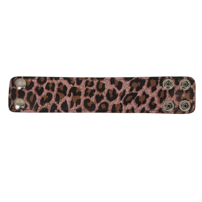 BC100CHEETAH GENUINE LEATHER LEOPARD CUFF SNAPPED BRACELET