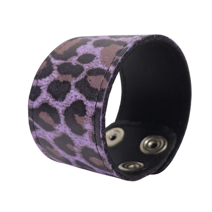 BC100CHEETAH GENUINE LEATHER LEOPARD CUFF SNAPPED BRACELET