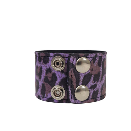 BC100CHEETAH GENUINE LEATHER LEOPARD CUFF SNAPPED BRACELET