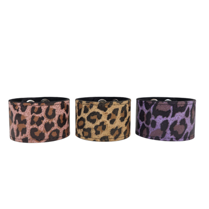 BC100CHEETAH GENUINE LEATHER LEOPARD CUFF SNAPPED BRACELET