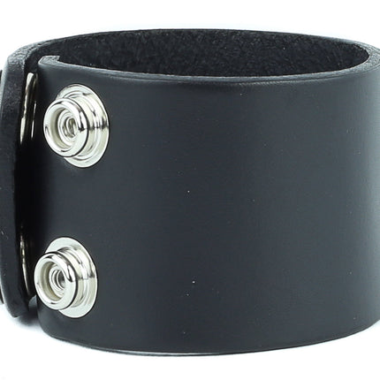 BC100 PLAIN BRACELET GENUINE BLACK LEATHER CUFF SNAPPED BRACELET