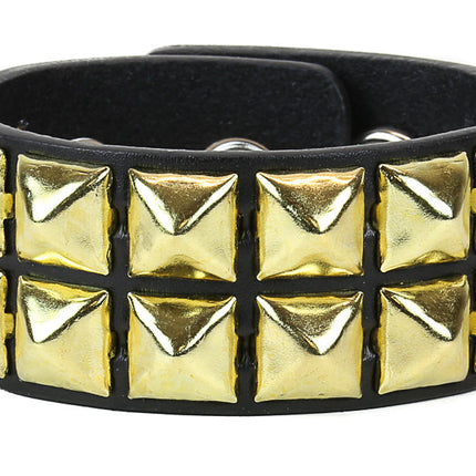 BC112MET 2 ROW 1/2" PYRAMID STUD SNAP BRACELET