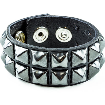 BC112 2 ROW 1/2" PYRAMID SNAP BRACELET