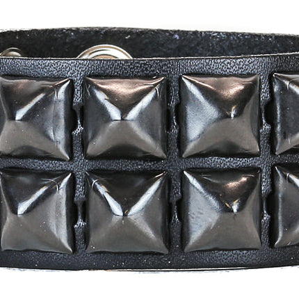 BC112 2 ROW 1/2" PYRAMID SNAP BRACELET GENUINE LEATHER