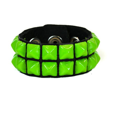 BC112 2 ROW 1/2" PYRAMID SNAP BRACELET