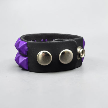 BC112 2 ROW 1/2" PYRAMID SNAP BRACELET GENUINE LEATHER