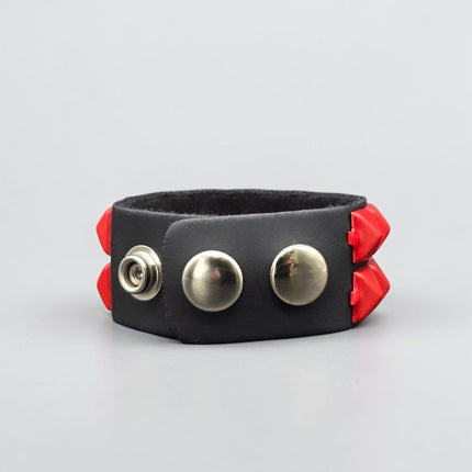 BC112 2 ROW 1/2" PYRAMID SNAP BRACELET GENUINE LEATHER