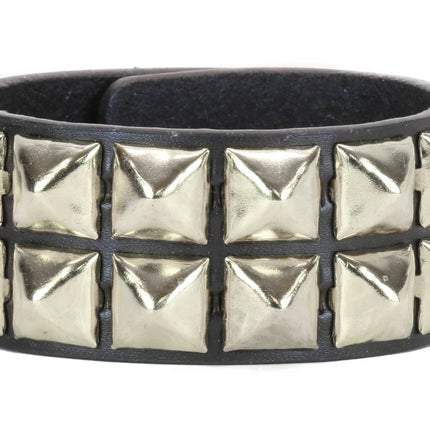 BC112 2 ROW 1/2" PYRAMID SNAP BRACELET