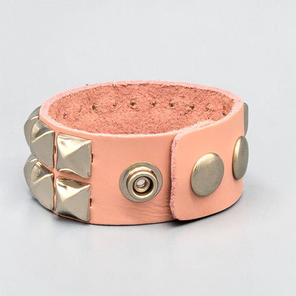 BC112ITL  ITALIAN GENUINE LEATHER DOUBLE ROW  STUDDED BRACELET