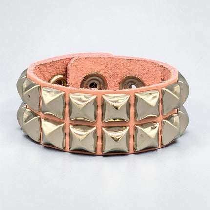 BC112ITL  ITALIAN GENUINE LEATHER DOUBLE ROW  STUDDED BRACELET