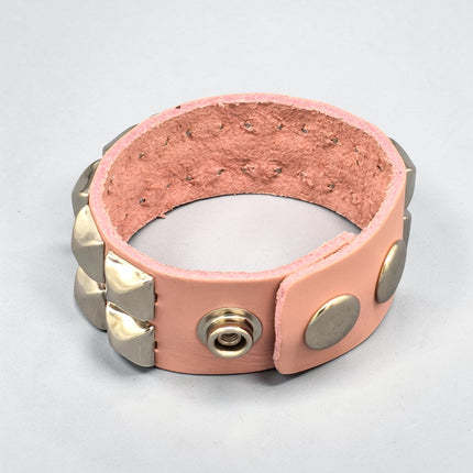 BC112ITL  ITALIAN GENUINE LEATHER DOUBLE ROW  STUDDED BRACELET