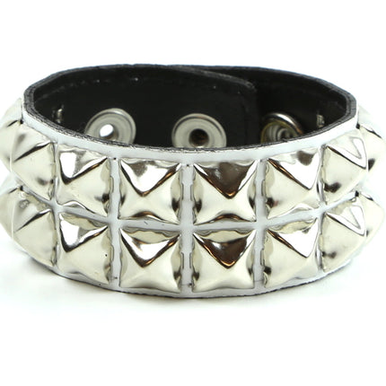 BC112P PATENT 2 ROW PYRAMID STUD BRACELET