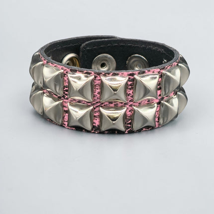 PINK SNAKE STUDDED BRACELET VEGAN  LEATHER