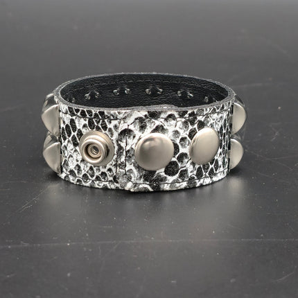 WHITE PYTHON SNAKE SKIN VEGAN  LEATHER STUDDED BRACELET