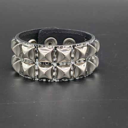 WHITE PYTHON SNAKE SKIN VEGAN  LEATHER STUDDED BRACELET