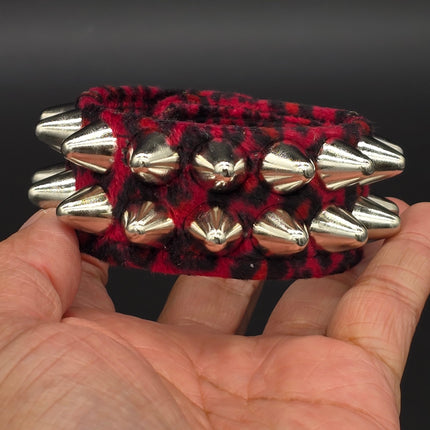 BC112UK77 LEOPARD TWO ROW FUZZY LEOPARD UK77  STUDDED BRACELET CUFF