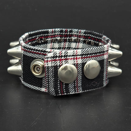 BC112UK-PD  PLAID 2 ROW UK77 STUDDED BRACELET CUFF