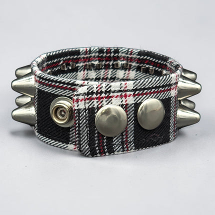 BC112UK-PD  PLAID 2 ROW UK77 STUDDED BRACELET CUFF