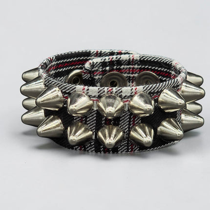 BC112UK-PD  PLAID 2 ROW UK77 STUDDED BRACELET CUFF