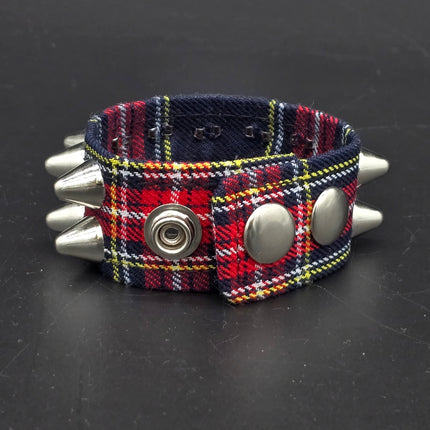 BC112UK-PD  PLAID 2 ROW UK77 STUDDED BRACELET CUFF