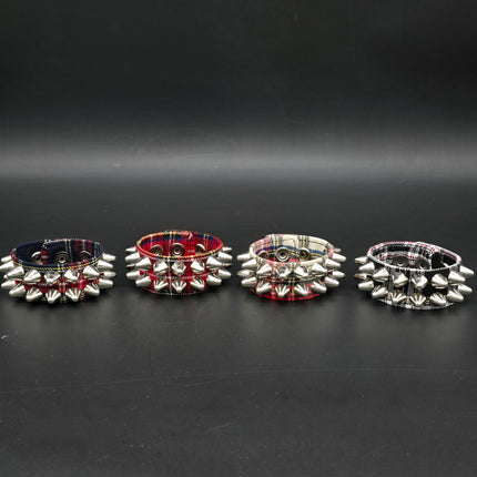 BC112UK-PD  PLAID 2 ROW UK77 STUDDED BRACELET CUFF