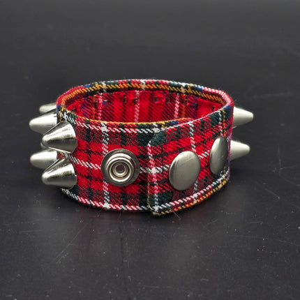 BC112UK-PD  PLAID 2 ROW UK77 STUDDED BRACELET CUFF