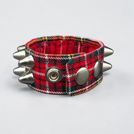 BC112UK-PD  PLAID 2 ROW UK77 STUDDED BRACELET CUFF