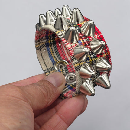 BC112UK-PD  PLAID 2 ROW UK77 STUDDED BRACELET CUFF