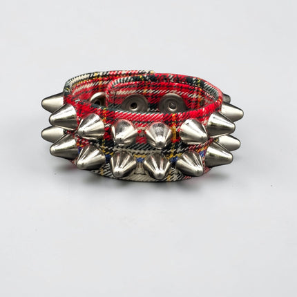 BC112UK-PD  PLAID 2 ROW UK77 STUDDED BRACELET CUFF