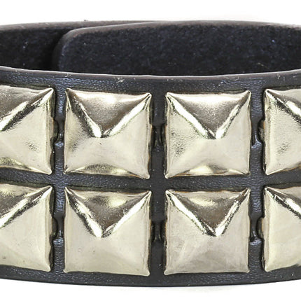 BC112 2 ROW 1/2" PYRAMID SNAP BRACELET