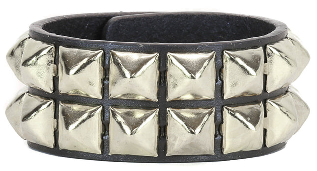 BC112 2 ROW 1/2" PYRAMID SNAP BRACELET