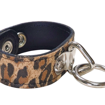 BC113CHEETAH GENUINE LEATHER LEOPARD BONDAGE CUFF SNAPPED BRACELET